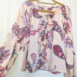 nannette NANNATTE LEPORE cottage core boho bohemian long sleeve top ruffles L